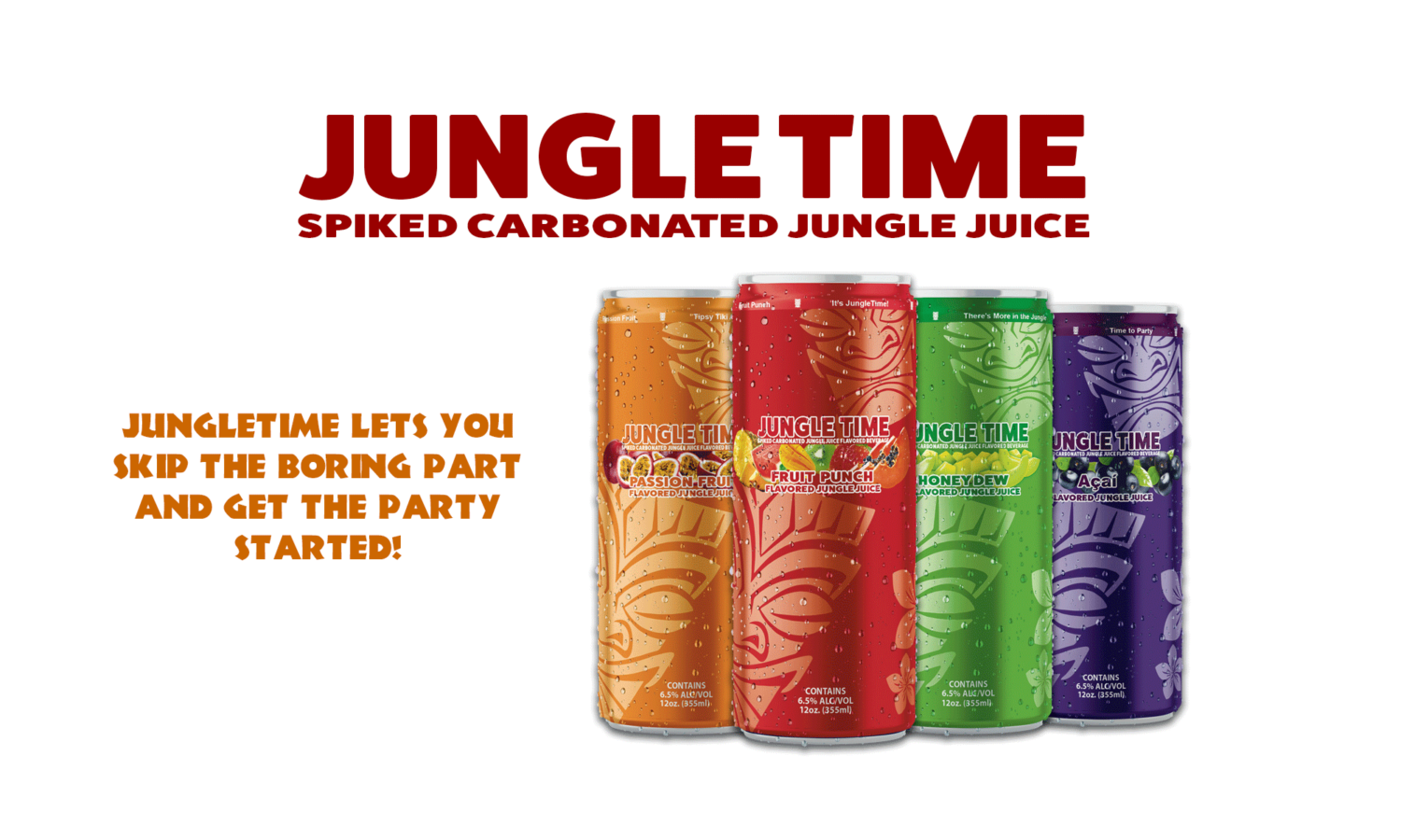 JungleTime® Spiked Carbonated Adult Beverage Jungle Juice Carefully Mastered in Four