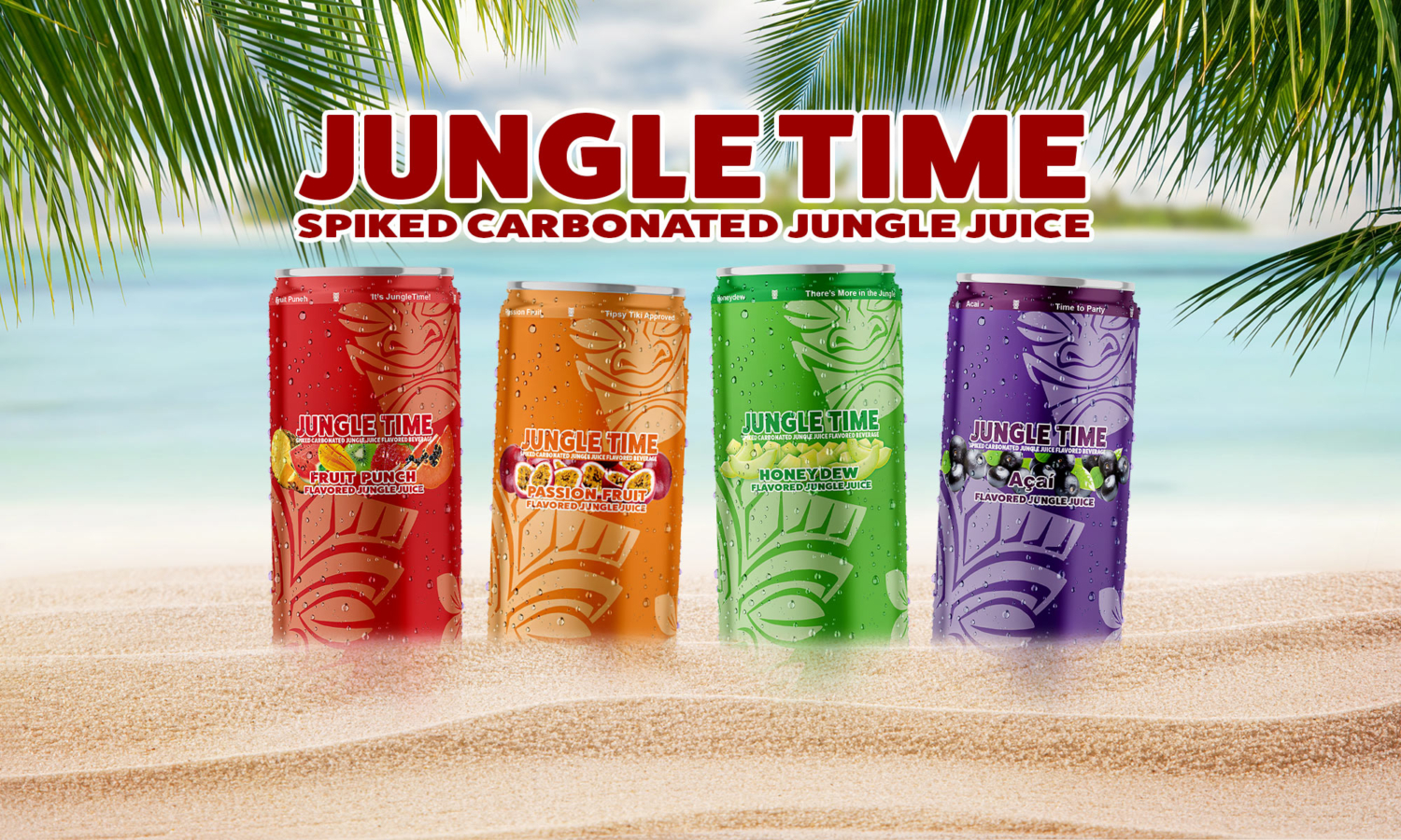 JungleTime® Spiked Carbonated Adult Beverage Jungle Juice Carefully Mastered in Four